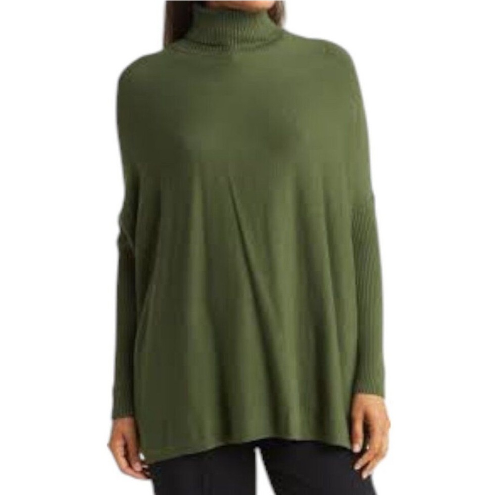 Joseph A Turtleneck Poncho Sweaters w/Ribbed Details, Nordstrom, Sz M-1X